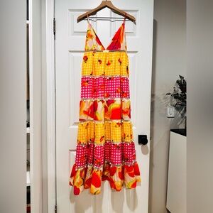 *NWT* FARM Rio VIBRANT FRUIT Tiered Maxi Dress - SMALL